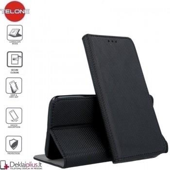Telone smart magnet serijos atverčiamas dėklas - juodas (Huawei Y6P)